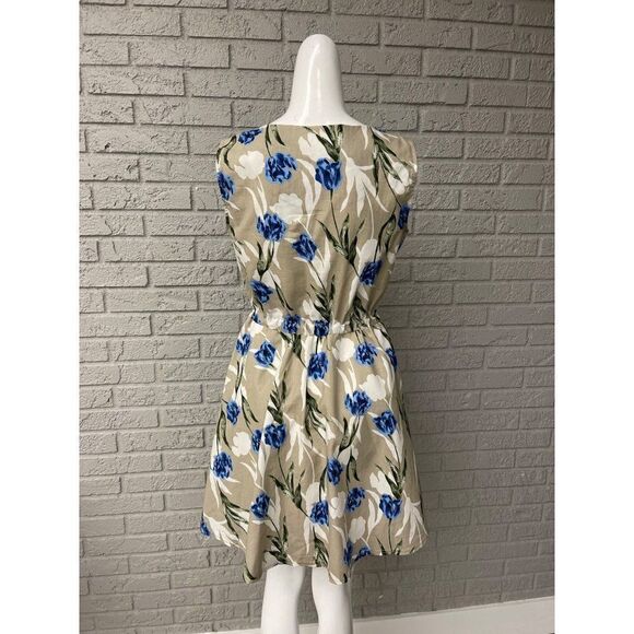 Yull Floral Linen Short Sleeve Dress Mini Size 8 - Picture 2 of 9